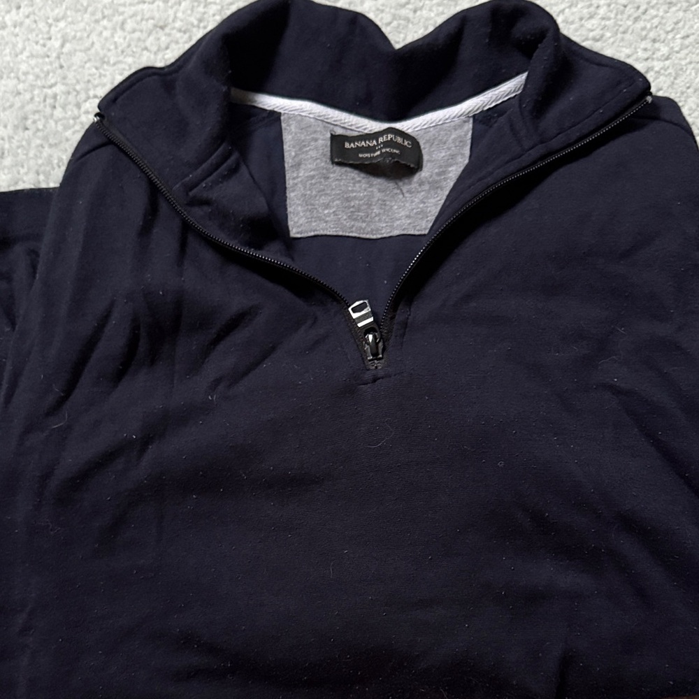 Banana Republic Men's Navy Zip-Up Sweater